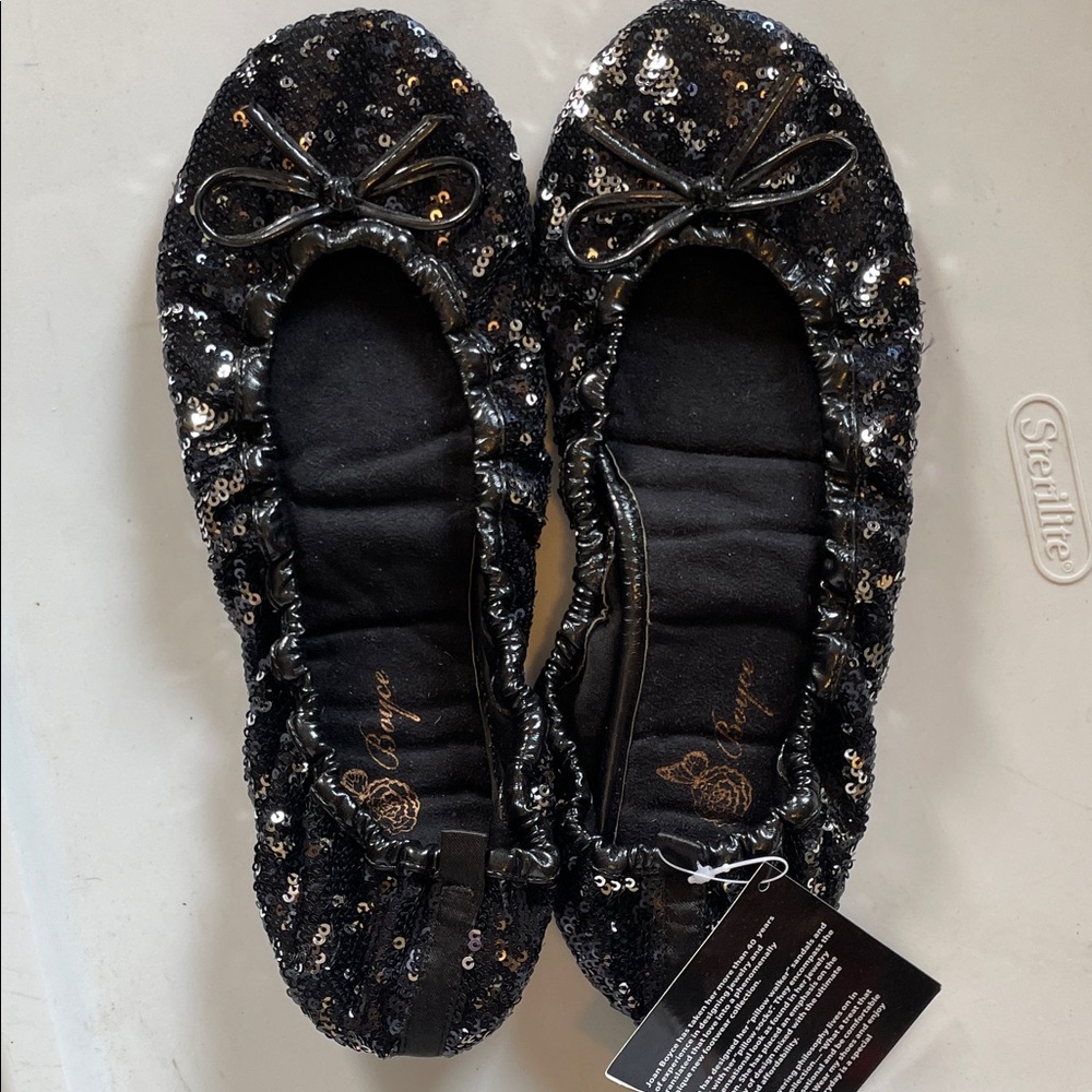 Joan Boyce Women’s Black And Sequin Slippers. NWT. Size 12. As Seen On HSN.